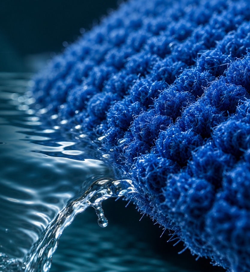 AQWA pile cloth filter media in clean water